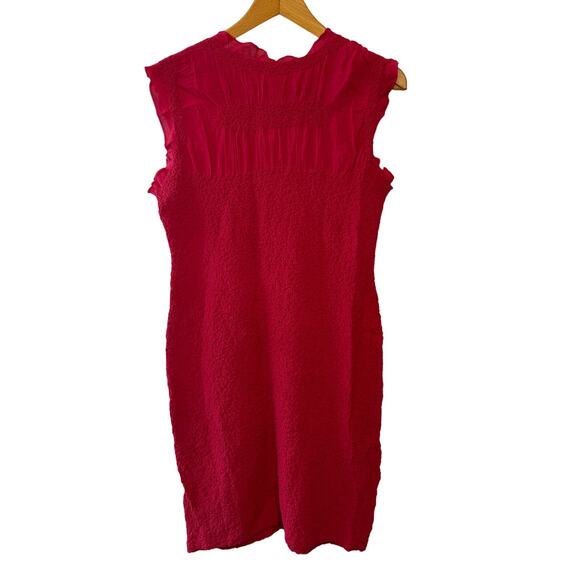 Anthropologie NWT Pink Ruffle Trim Textured Sleeveless Mini Dress Size Medium - Picture 4 of 10